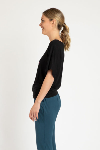 Betty Basics Maui Tee in Black with Amore Print - Hey Sara