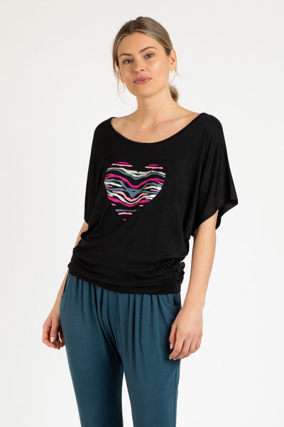 Betty Basics Maui Tee in Black with Amore Print - Hey Sara