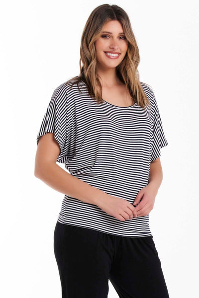 Betty Basics Maui Tee in Navy White Stripe - Hey Sara