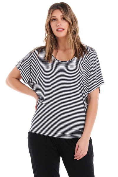 Betty Basics Maui Tee in Navy White Stripe - Hey Sara