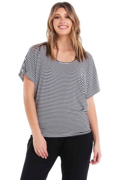 Betty Basics Maui Tee in Navy White Stripe - Hey Sara