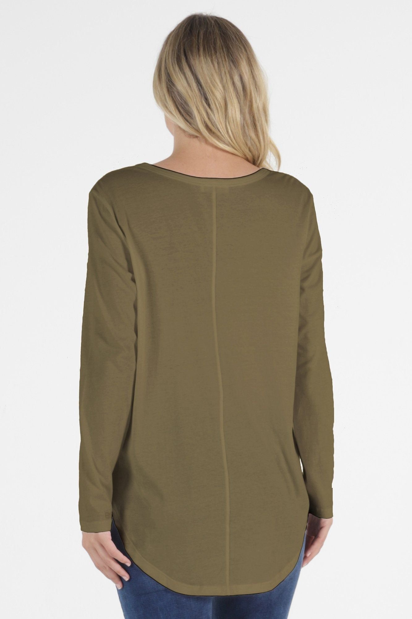 Betty Basics Megan Long Sleeve Top in Khaki - Hey Sara