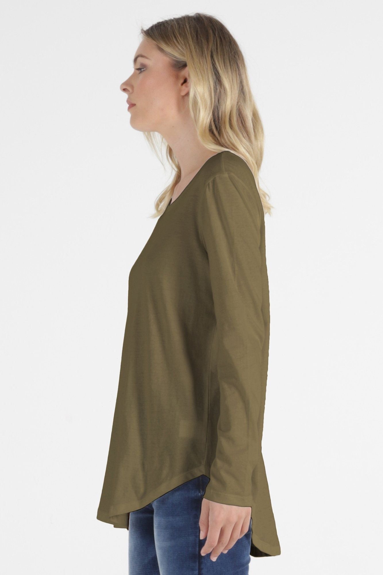Betty Basics Megan Long Sleeve Top in Khaki - Hey Sara