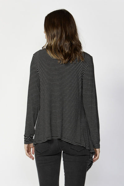 Betty Basics Melbourne Cardigan in Black White Stripe - Hey Sara