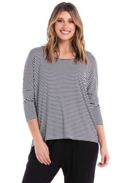 Betty Basics Milan Top in Navy and White Stripe - Hey Sara