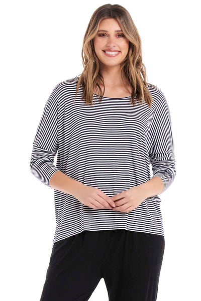 Betty Basics Milan Top in Navy and White Stripe - Hey Sara