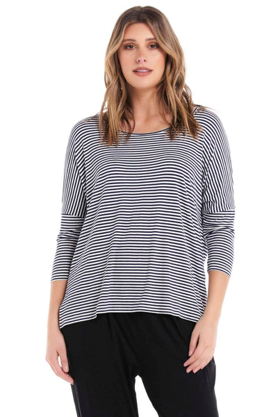 Betty Basics Milan Top in Navy and White Stripe - Hey Sara
