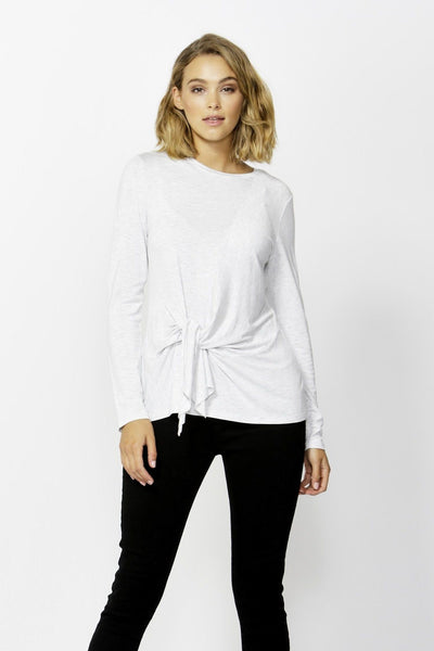 Betty Basics Monaco Knot Top in Heather Grey - Hey Sara