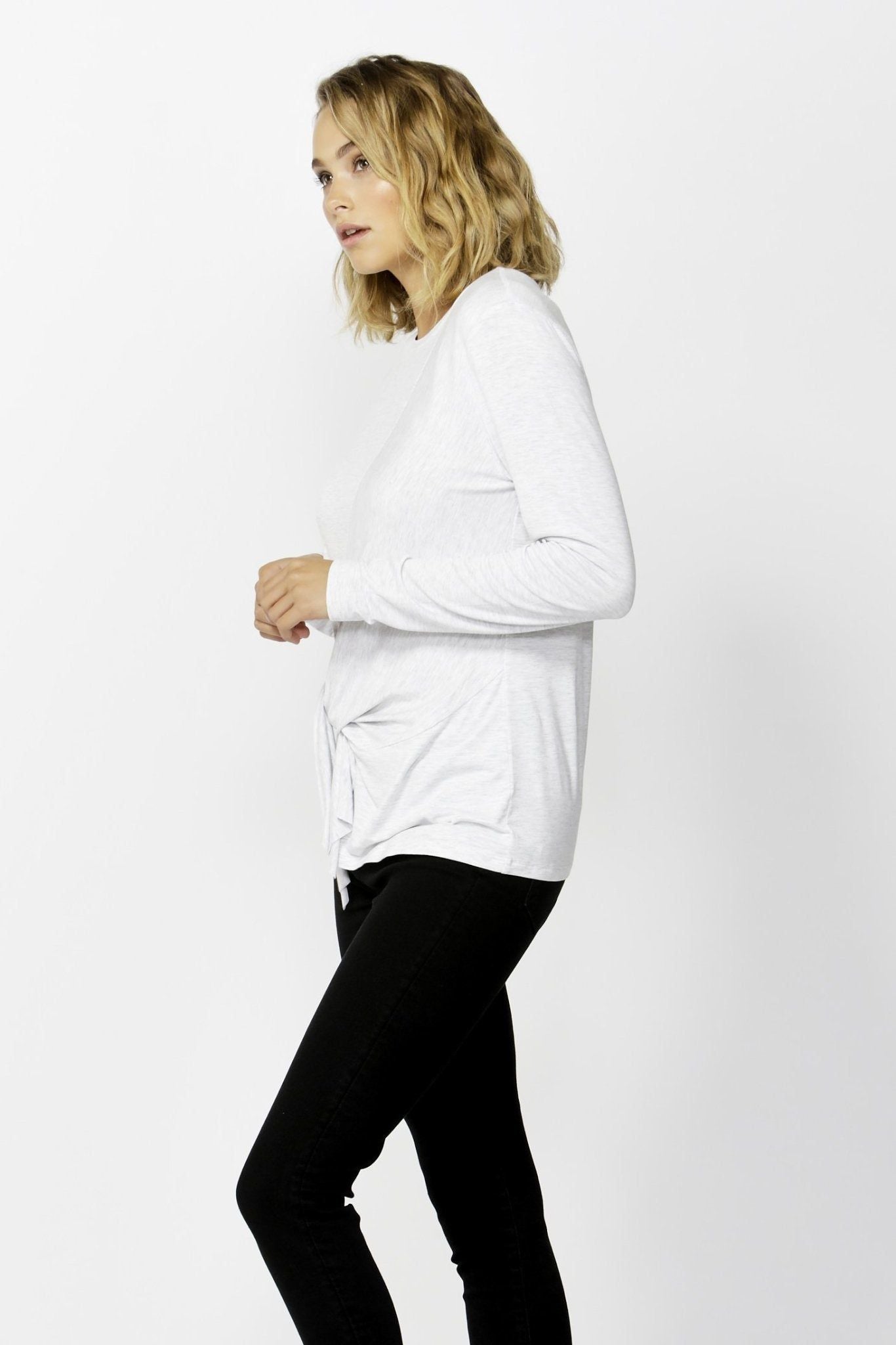 Betty Basics Monaco Knot Top in Heather Grey - Hey Sara