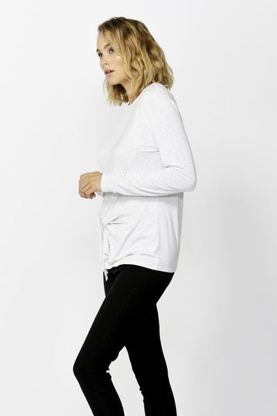 Betty Basics Monaco Knot Top in Heather Grey - Hey Sara