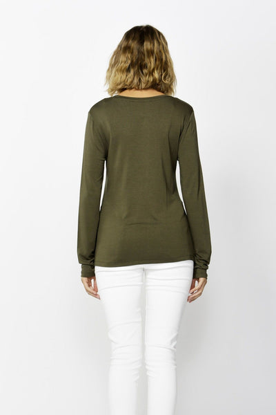Betty Basics Monaco Knot Top in Olive - Hey Sara