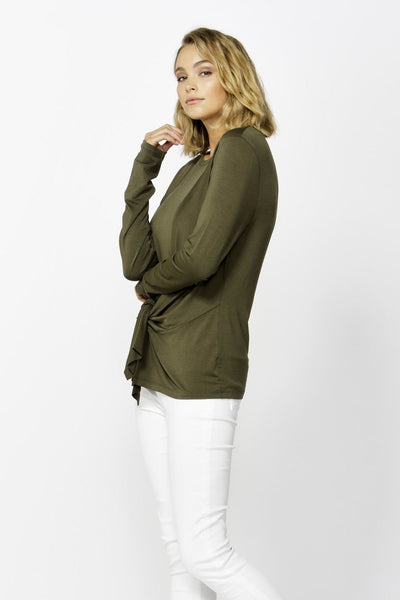 Betty Basics Monaco Knot Top in Olive - Hey Sara