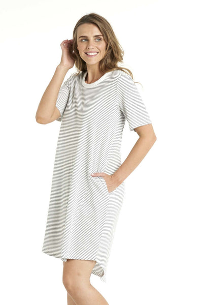 Betty Basics Nyree Dress in White Black Stripe - Hey Sara