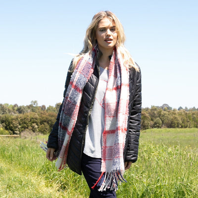 Betty Basics Polar Check Scarf in Pink - Hey Sara