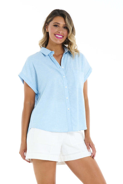 Betty Basics Robin Shirt in Powder Blue - Hey Sara