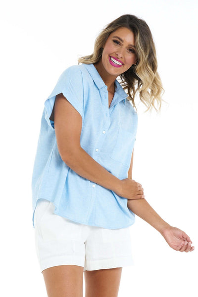 Betty Basics Robin Shirt in Powder Blue - Hey Sara