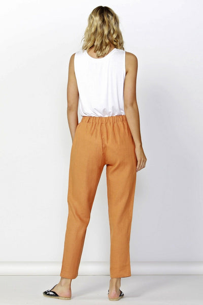 Betty Basics Rocco Linen Pant in Rust - Hey Sara