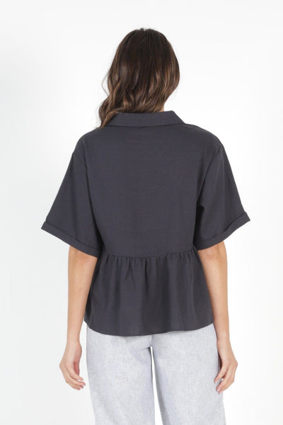 Betty Basics Ross Linen Shirt in Indi Grey - Hey Sara
