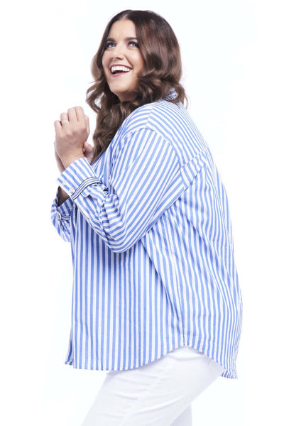 Betty Basics Scout Shirt in Blue Stripe - Hey Sara