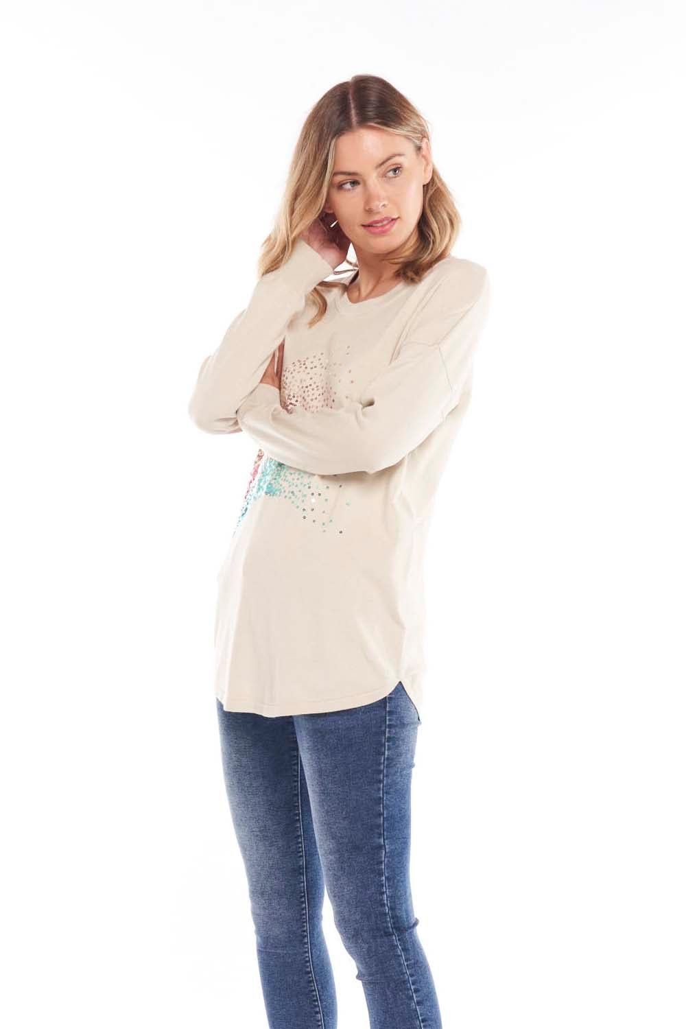 Betty Basics Sophie Knit Jumper in Cream with Glitter Sequins - Hey Sara