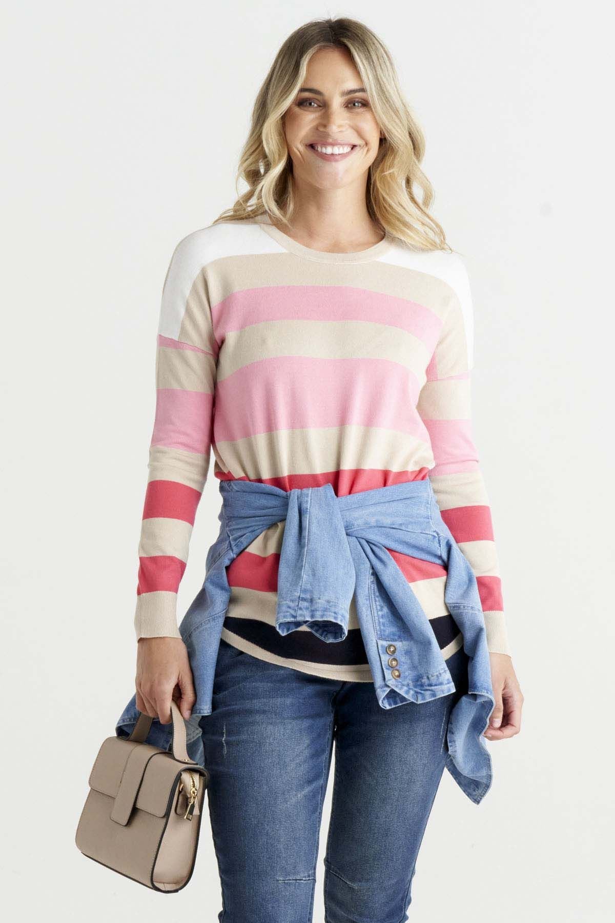 Betty Basics Sophie Knit Jumper in Dawn Stripe - Hey Sara