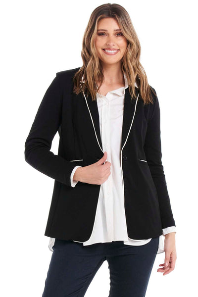 Betty Basics Sorrento Blazer in Black and Piping - Hey Sara