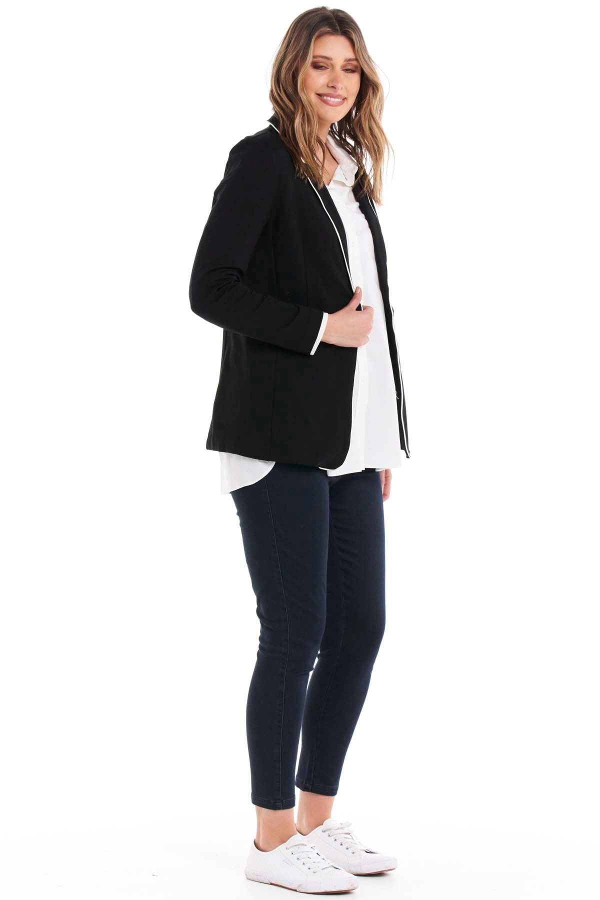 Betty Basics Sorrento Blazer in Black and Piping - Hey Sara