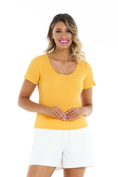 Betty Basics Stacey Rib Tee in Mandarin - Hey Sara
