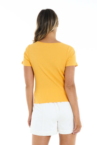 Betty Basics Stacey Rib Tee in Mandarin - Hey Sara