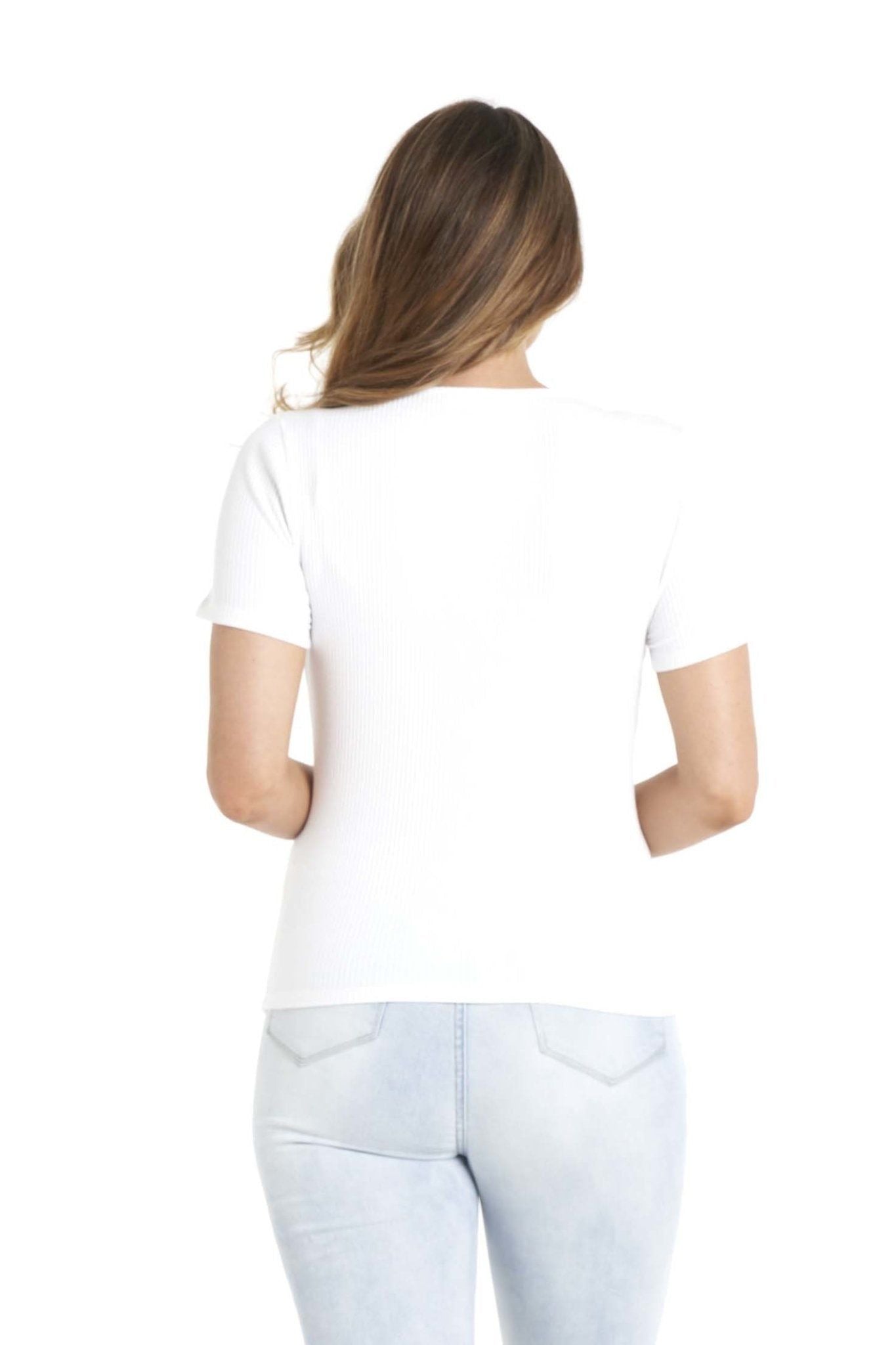 Betty Basics Stacey Rib Tee in White - Hey Sara