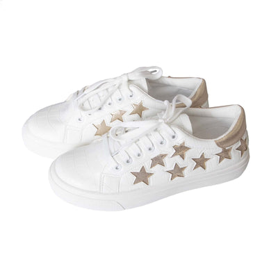 Betty Basics Star Struck Sneaker in White with Golden Stars - Hey Sara