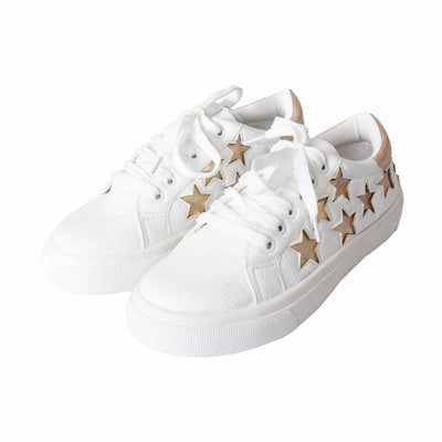 Betty Basics Star Struck Sneaker in White with Golden Stars - Hey Sara