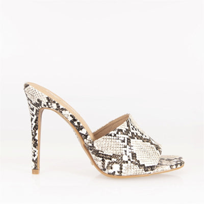Billini Balira Stiletto Mule in Cream Snake - Hey Sara