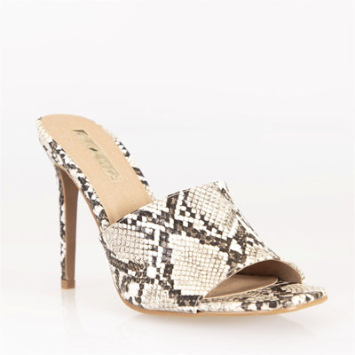 Billini Balira Stiletto Mule in Cream Snake - Hey Sara