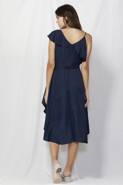 Fate + Becker Alexa Wrap Dress in Navy - Hey Sara