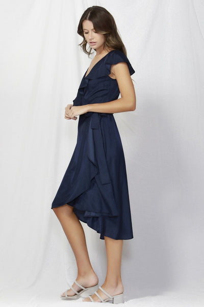 Fate + Becker Alexa Wrap Dress in Navy - Hey Sara