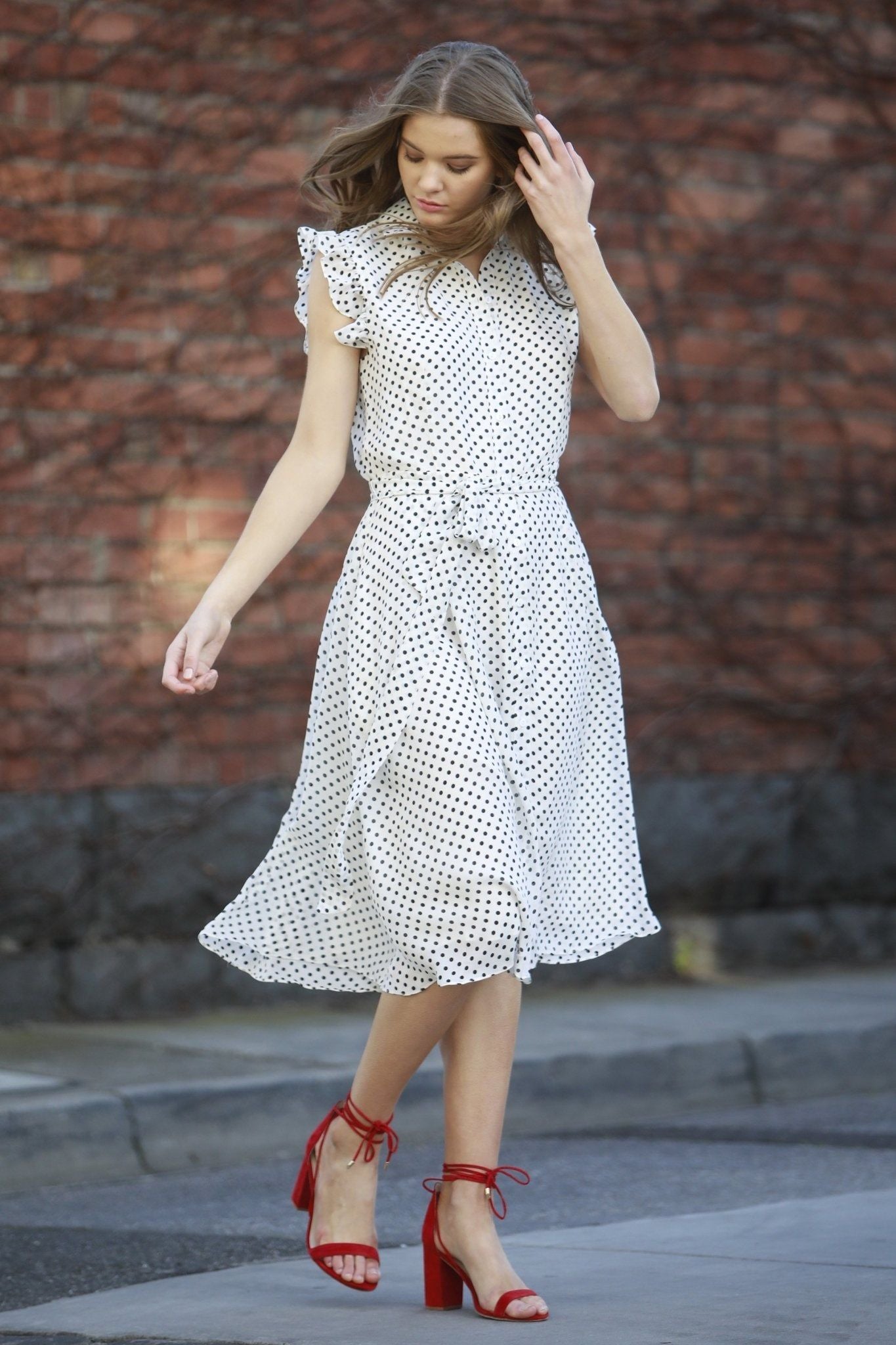 Fate + Becker Bronte Button Down Dress in White Polka Dot - Hey Sara