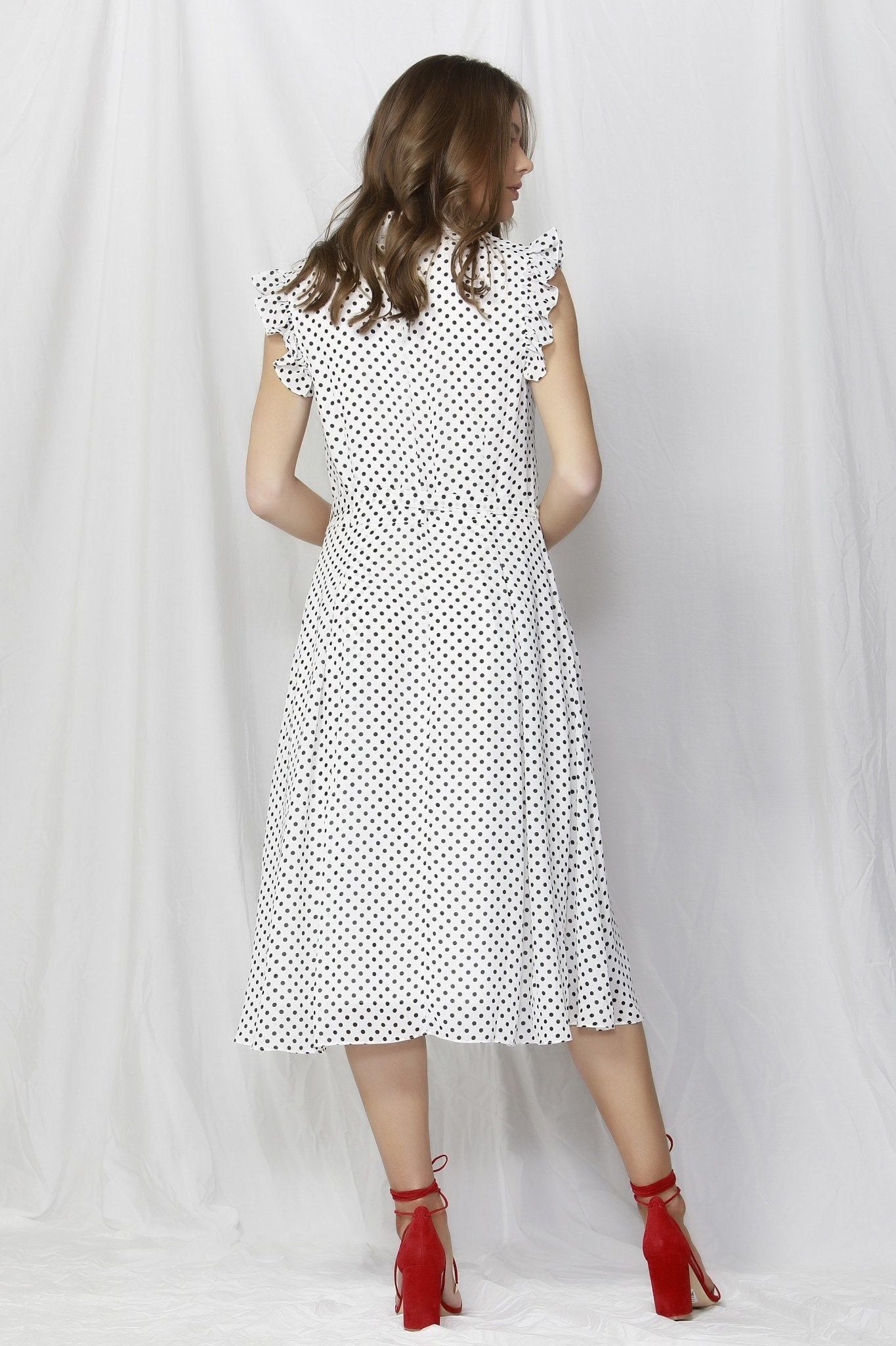 Fate + Becker Bronte Button Down Dress in White Polka Dot - Hey Sara