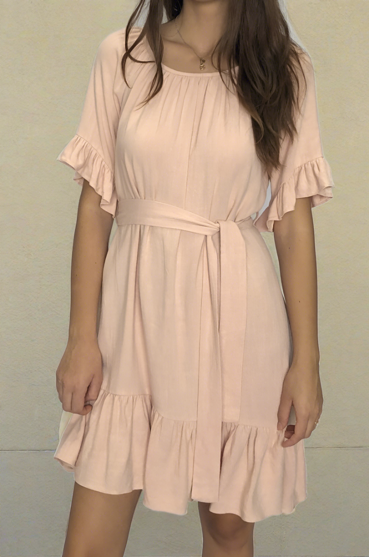Fate + Becker Dakota Ruffle Dress in Beige Pink - Hey Sara