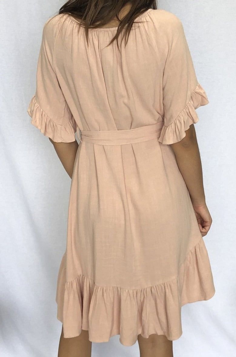 Fate + Becker Dakota Ruffle Dress in Beige Pink - Hey Sara