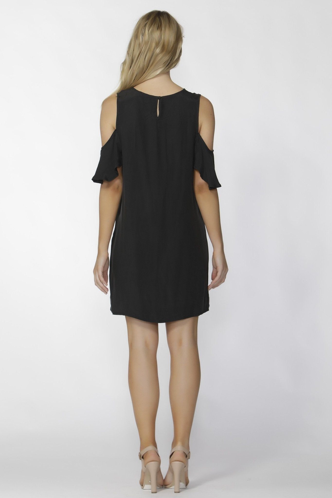 Fate + Becker Darinna Cold Shoulder Dress in Black Antique - Hey Sara