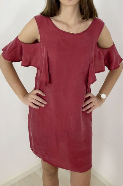 Fate + Becker Darinna Cold Shoulder Dress in Strawberry - Hey Sara