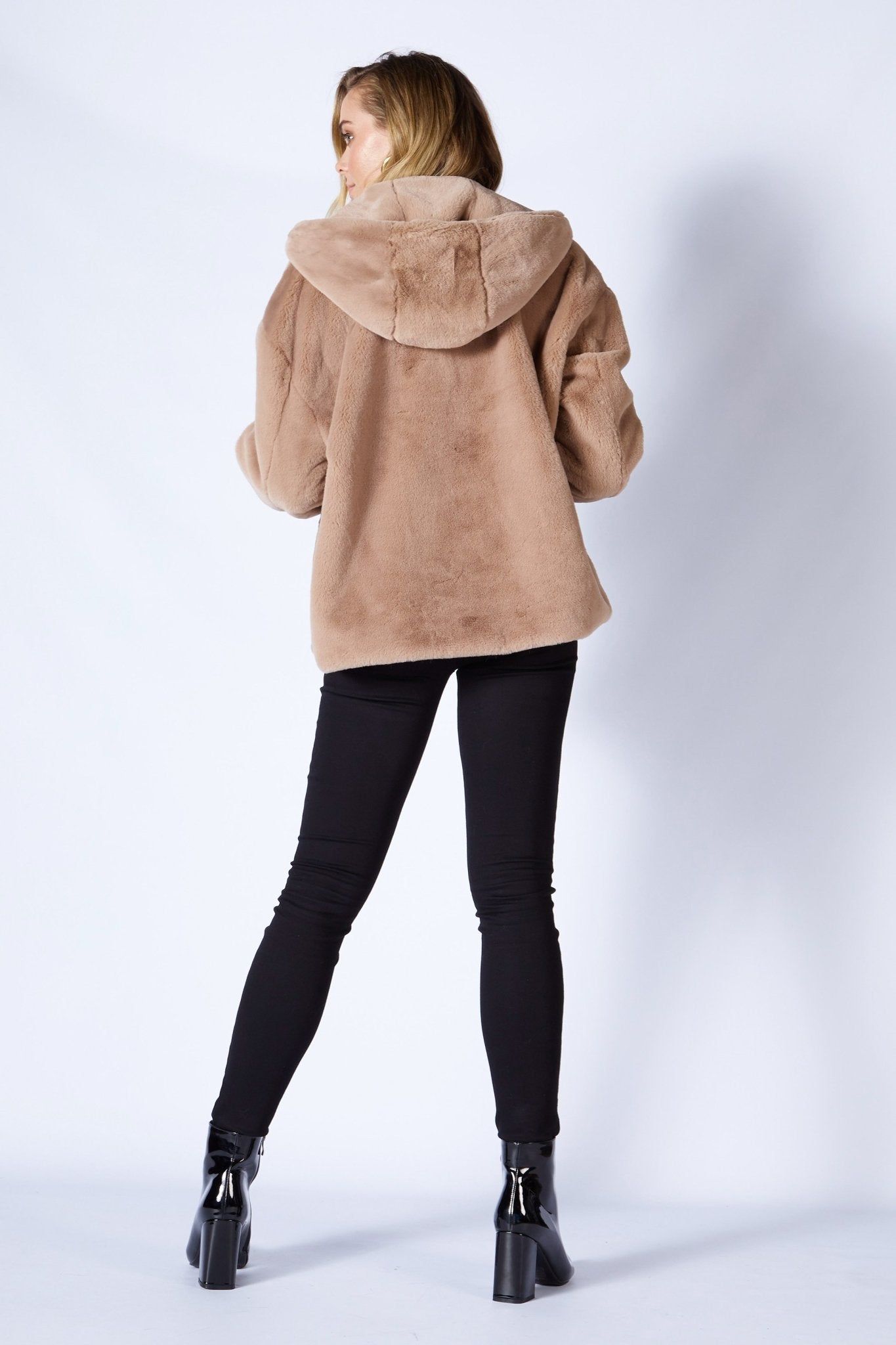 Fate + Becker Ellis Faux Fur Coat in Light Mocha - Hey Sara