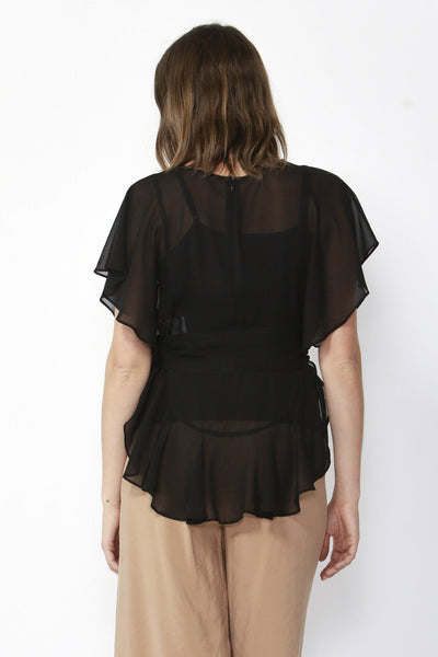 Fate + Becker Free Love Sheer Blouse in Black - Hey Sara