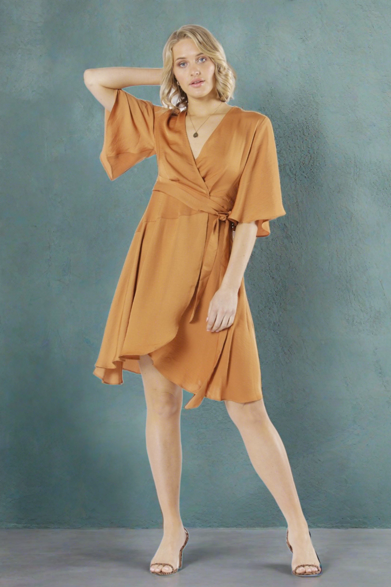 Fate + Becker Mariella Wrap Dress in Apricot - Hey Sara