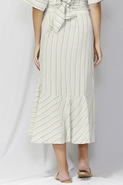 Fate + Becker Naples Linen Frilled Skirt in Stripe - Hey Sara