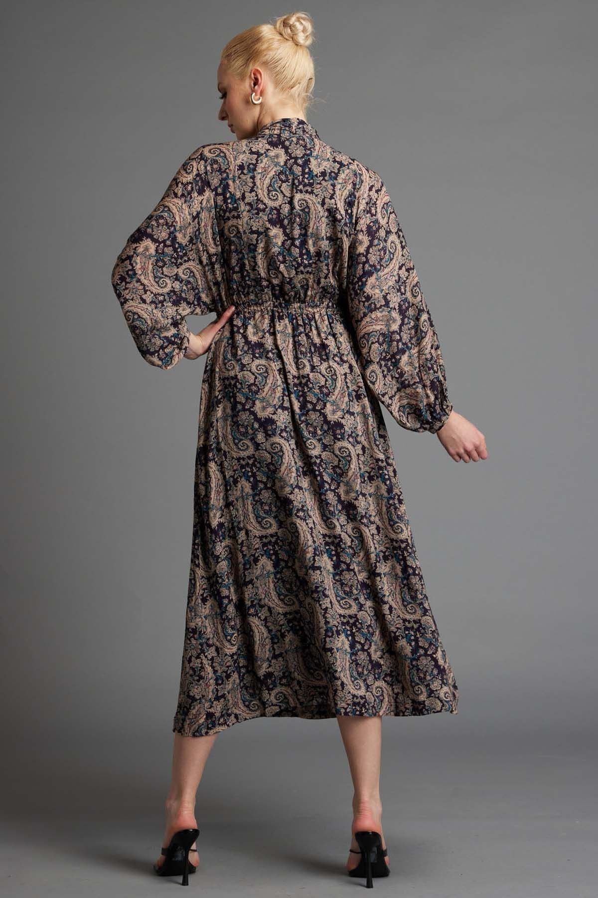 Fate + Becker Nightfever Bohemian Maxi Dress in Navy Paisley - Hey Sara