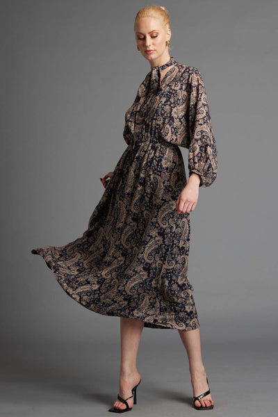 Fate + Becker Nightfever Bohemian Maxi Dress in Navy Paisley - Hey Sara