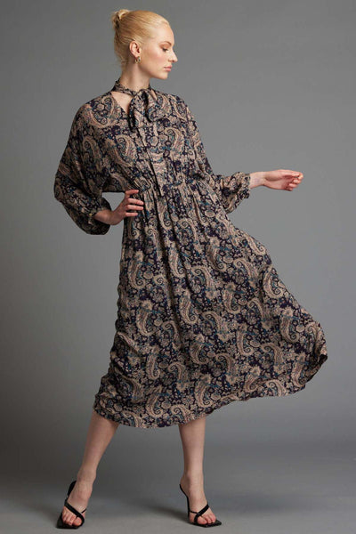 Fate + Becker Nightfever Bohemian Maxi Dress in Navy Paisley - Hey Sara