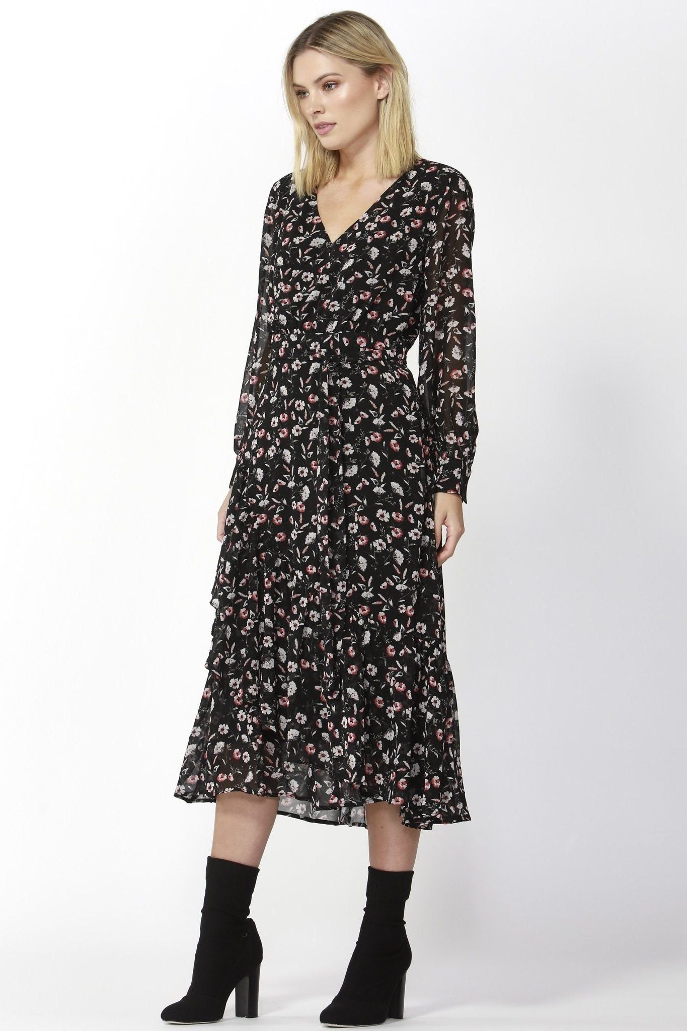 Fate + Becker Nolita Wrap Dress in Floral Print - Hey Sara